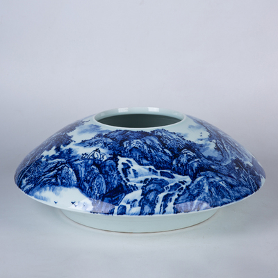 瓷宮作品 青花山水瓶 寬度49cm 高15cm