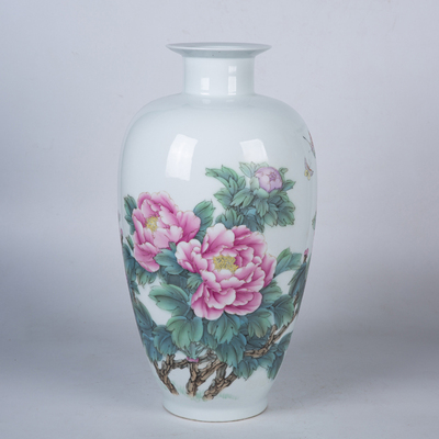 江西省工藝美術師江鵬老師 新彩花開富貴瓶 直徑30cm 高51cm