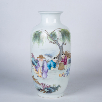 傅景科老師 粉彩人物瓶 直徑22cm 高度45cm