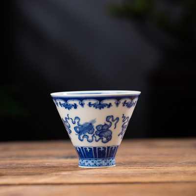 瓷宮青花柴窯八寶主人杯