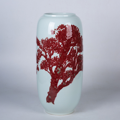 瓷宮作品 釉里紅楓瓶 寬度25cm 高49cm