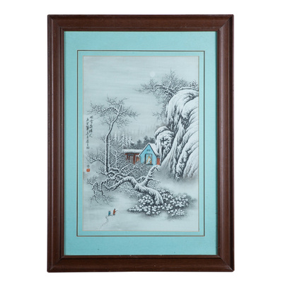 江西省高級工藝美術師余子松老師風雪夜歸人瓷板畫 寬度58cm 高80cm