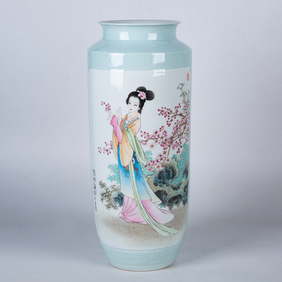 瓷宮作品 粉彩仕女圖花瓶 寬度25cm 高55cm