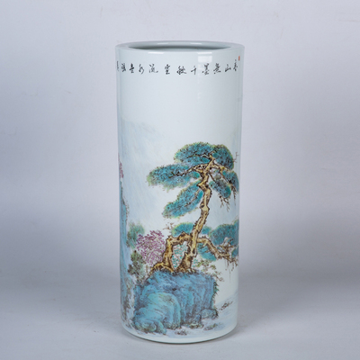 瓷宮作品 粉彩山水瓶 寬度24cm 高54cm